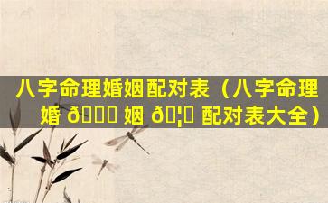 八字命理婚姻配对表（八字命理婚 🐝 姻 🦅 配对表大全）